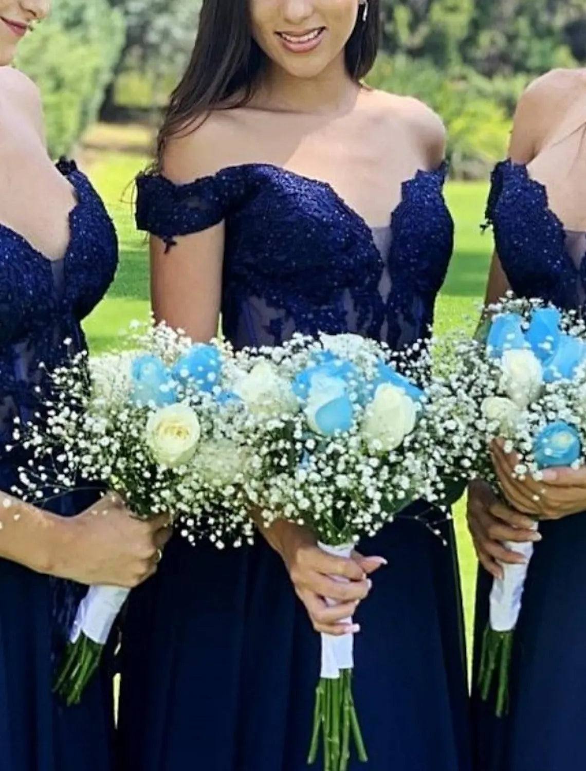 A-Line Bridesmaid Dress Off Shoulder Short Sleeve Elegant Sweep / Brush Train Chiffon / Lace with Pleats / Solid Color A-Line Bridesmaid Dress Off Shoulder Short Sleeve Elegant Sweep / Brush Train Chiffon / Lace with Pleats / Solid Color - RongMoon