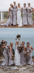 Halter Long Mermaid Grey Bridesmaid Dresses - RongMoon