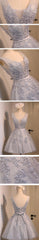 Sexy Short A-line Deep V Neck V-back Sleeveless Lace Up Back Organza Appliques Homecoming  Dress,BD0135