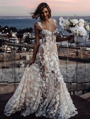 Trumpet Mermaid Lace See Though Sexy Wedding Dress