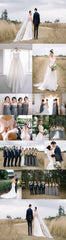 Vintage Country Long A-line Spaghetti Strap V-neck Clairvoyant Outfit Lace Back Satin Wedding Dresses. DB0152