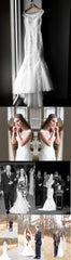 Vintage Mermaid Clairvoyant Outfit Lace Cap Sleeve Beads Appliques Sweetheart Wedding Dress. DB0153