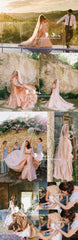 Simple Charming Blush Pink Satin Spaghetti Strap Mermaid  Detachable Skirt Wedding Dresses,DB0107