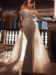 Off The Shoulder Overskit Mermaid Prom Dress