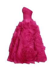 A-Line Prom Dresses Floral Dress Masquerade Ankle Length Sleeveless Strapless Tulle Backless with Floral