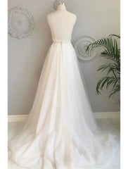 Beach Wedding Dresses Court Train A-Line Spaghetti Strap Sweetheart Lace With Buttons Appliques
