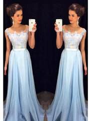 A-Line Prom Dresses Color Block Dress Formal Floor Length Sleeveless Jewel Neck Chiffon with Beading Appliques
