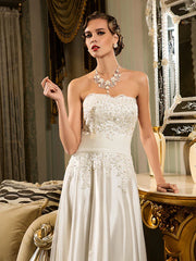 Little White Dresses Wedding Dresses Asymmetrical A-Line Strapless Sweetheart Lace With Appliques Button