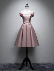 A-Line Bridesmaid Dress Off Shoulder Sleeveless Elegant Tea Length Satin with Bow(s) / Pleats - RongMoon