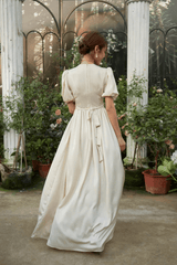 Long dress / Silk dress / Vintage dress/ Summer dress/ Wedding dress/ Bridesmaid dresses/ Engagement dress/ Slip dress/ Pearl Button - RongMoon