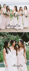 Mismatched Light Blush Pink Chiffon Long Bridesmaid Dresses - RongMoon