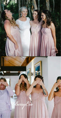 Sweetheart Log A-line Blush Pink Chiffon Long Bridesmaid Dresses - RongMoon