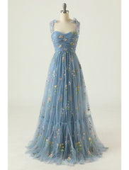 A-Line Prom Dresses Floral Dress Formal Floor Length Sleeveless Sweetheart Lace Backless with Pleats Ruched