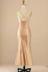 Mermaid Champagne Beach Long Bridesmaid Dress - RongMoon