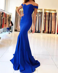 Sexy Sweetheart Long Satin Mermaid Evening Dress Off The Shoulder