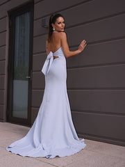 Stretch Crepe Halter Ruched Sleeveless Prom Dresses