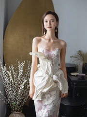 Trumpet Mermaid Pink Sweetheart Floral Prom Dress