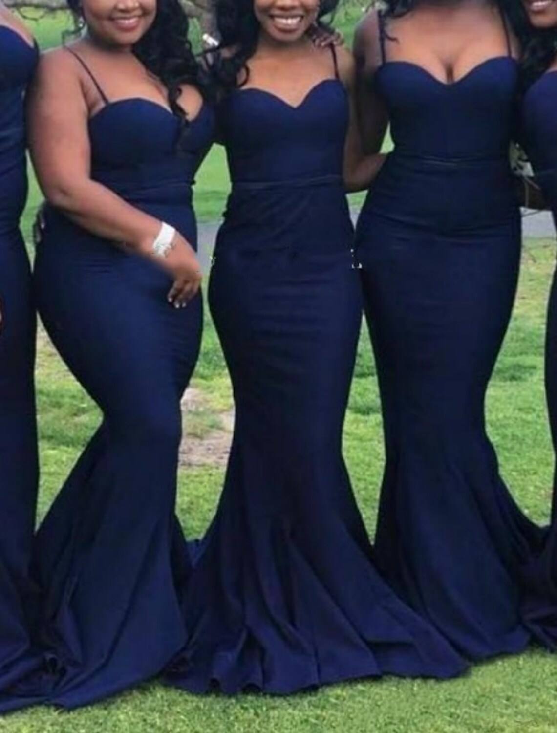 Mermaid / Trumpet Bridesmaid Dress Sweetheart Neckline / Spaghetti Strap Sleeveless Elegant Sweep / Brush Train Spandex with Pleats / Solid Color - RongMoon