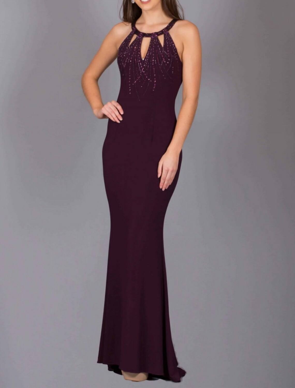 Sheath / Column Bridesmaid Dress Halter Neck Sleeveless Elegant Sweep / Brush Train Lace with Beading - RongMoon