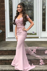 Off Shoulder Mermaid Floral Lavender Lace Prom Dress, Off Shoulder Lilac Lace Formal Dress, Mermaid Lavender Lace Evening Dress - RongMoon