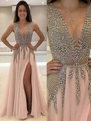 Princess V-Neck Beading Tulle  Prom Dress