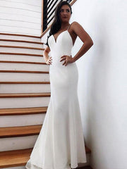 Sheath Column Stretch Spandex Backless Bowknot Wedding Dress