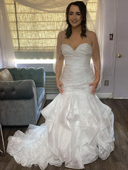 Ruffles Satin Long Trumpet Mermaid Wedding Dress