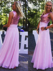 V-neck Lilac With Paillette Bridesmaid Dresses
