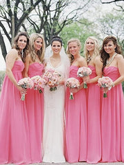 Princess Sweetheart Chiffon Pink Bridesmaid Dress