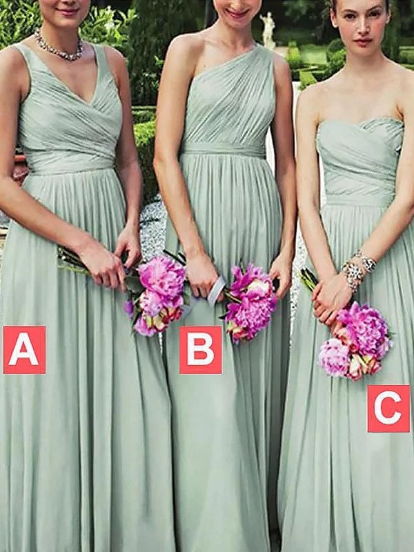 Princess Sage Chiffon Floor-Length Bridesmaid Dress