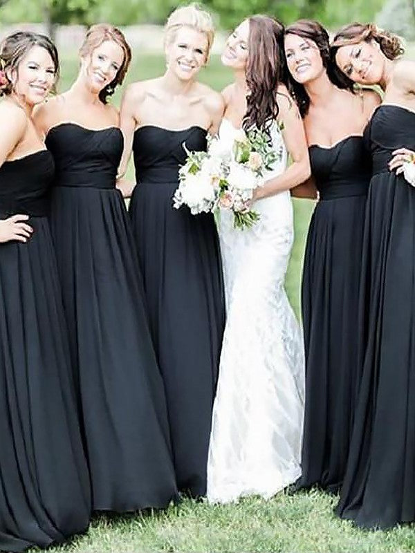 Black Princess  Sweetheart Chiffon Bridesmaid Dress
