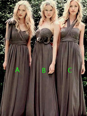Princess Sleeveless Chiffon Long Bridesmaid Dress