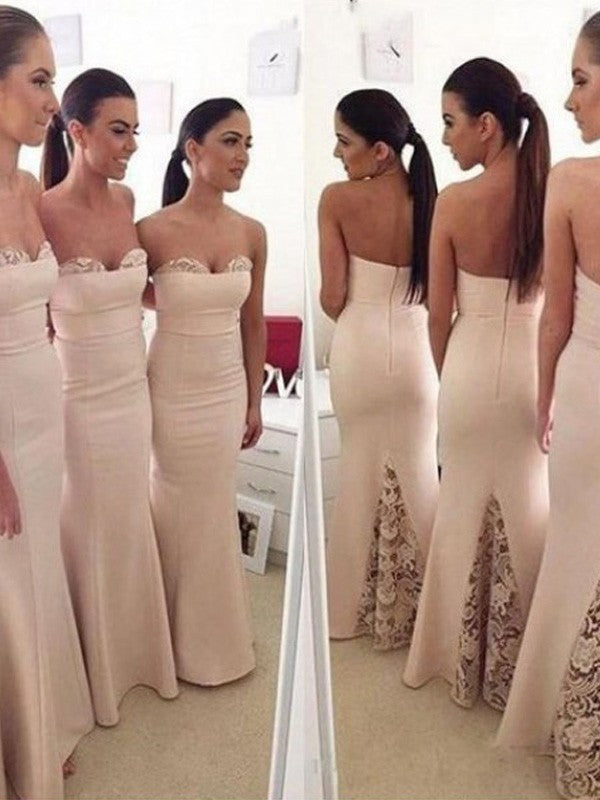 Mermaid Satin Sweetheart Lace Bridesmaid Dress