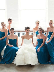 Chiffon Sweetheart Blue Ruched Bridesmaid Dress