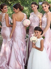 Mermaid Satin One-Shoulder Lace Bridesmaid Dress