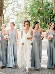 Princess Pink Sleeveless Long Chiffon Bridesmaid Dress