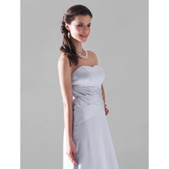 Princess / A-Line Bridesmaid Dress Strapless Sleeveless Open Back Floor Length Satin with Side Draping - RongMoon