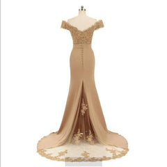 Golden Beaded Mermaid Bridesmaid Dresses Party Gowns - RongMoon