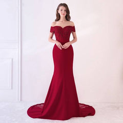 Golden Beaded Mermaid Bridesmaid Dresses Party Gowns - RongMoon