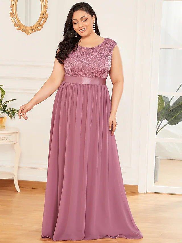 Sheath / Column Bridesmaid Dress Jewel Neck Sleeveless Elegant Floor Length Chiffon with Embroidery - RongMoon