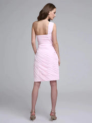 Sheath / Column Bridesmaid Dress Jewel Neck Sleeveless Elegant Floor Length Chiffon with Sash / Ribbon / Pleats - RongMoon