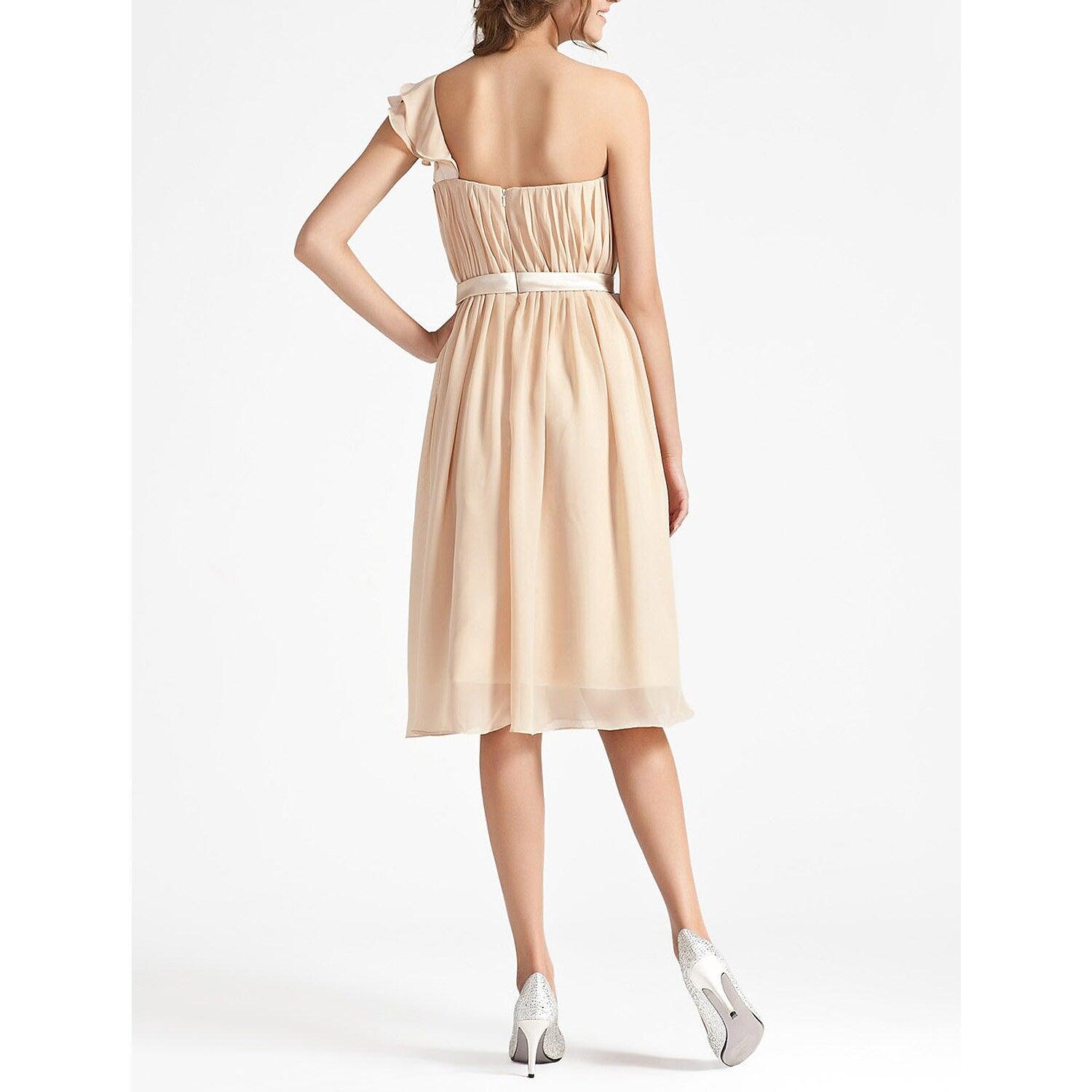 Sheath / Column Bridesmaid Dress One Shoulder Sleeveless Elegant Knee Length Chiffon with Sash / Ribbon / Ruffles / Draping - RongMoon