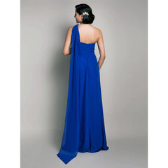 Sheath / Column Bridesmaid Dress One Shoulder Sleeveless Maternity Watteau Train / Floor Length Chiffon with Criss Cross / Draping - RongMoon