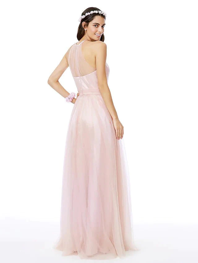 Sheath / Column Bridesmaid Dress Sweetheart Neckline Sleeveless Elegant Floor Length Stretch Satin / Sequined with Sequin - RongMoon