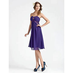 Sheath / Column Bridesmaid Dress Sweetheart Neckline / Strapless Sleeveless Knee Length Chiffon / Stretch Satin with Sash / Ribbon / Draping - RongMoon