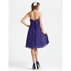 Sheath / Column Bridesmaid Dress Sweetheart Neckline / Strapless Sleeveless Knee Length Chiffon / Stretch Satin with Sash / Ribbon / Draping - RongMoon