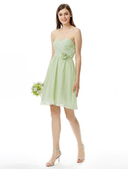 Sheath / Column Bridesmaid Dress Sweetheart Neckline / Strapless Sleeveless Knee Length Chiffon with Criss Cross / Pleats / Ruched - RongMoon