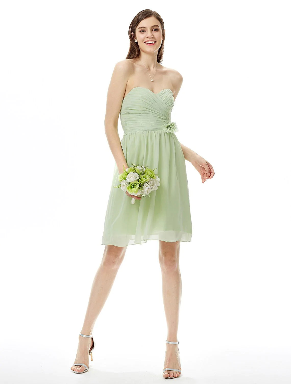 Sheath / Column Bridesmaid Dress Sweetheart Neckline / Strapless Sleeveless Knee Length Chiffon with Criss Cross / Pleats / Ruched - RongMoon