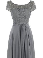 Sheath / Column Mother of the Bride Dress Elegant Jewel Neck Floor Length Chiffon Sleeveless with Pleats Beading Sheath / Column Mother of the Bride Dress Elegant Jewel Neck Floor Length Chiffon Sleeveless with Pleats Beading - RongMoon