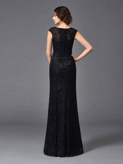 Sheath/Column Scoop Beading Sleeveless Long Lace Mother of the Bride Dresses - RongMoon